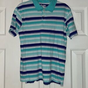 Place Blue and Green Polo Shirt Classic Striped Design